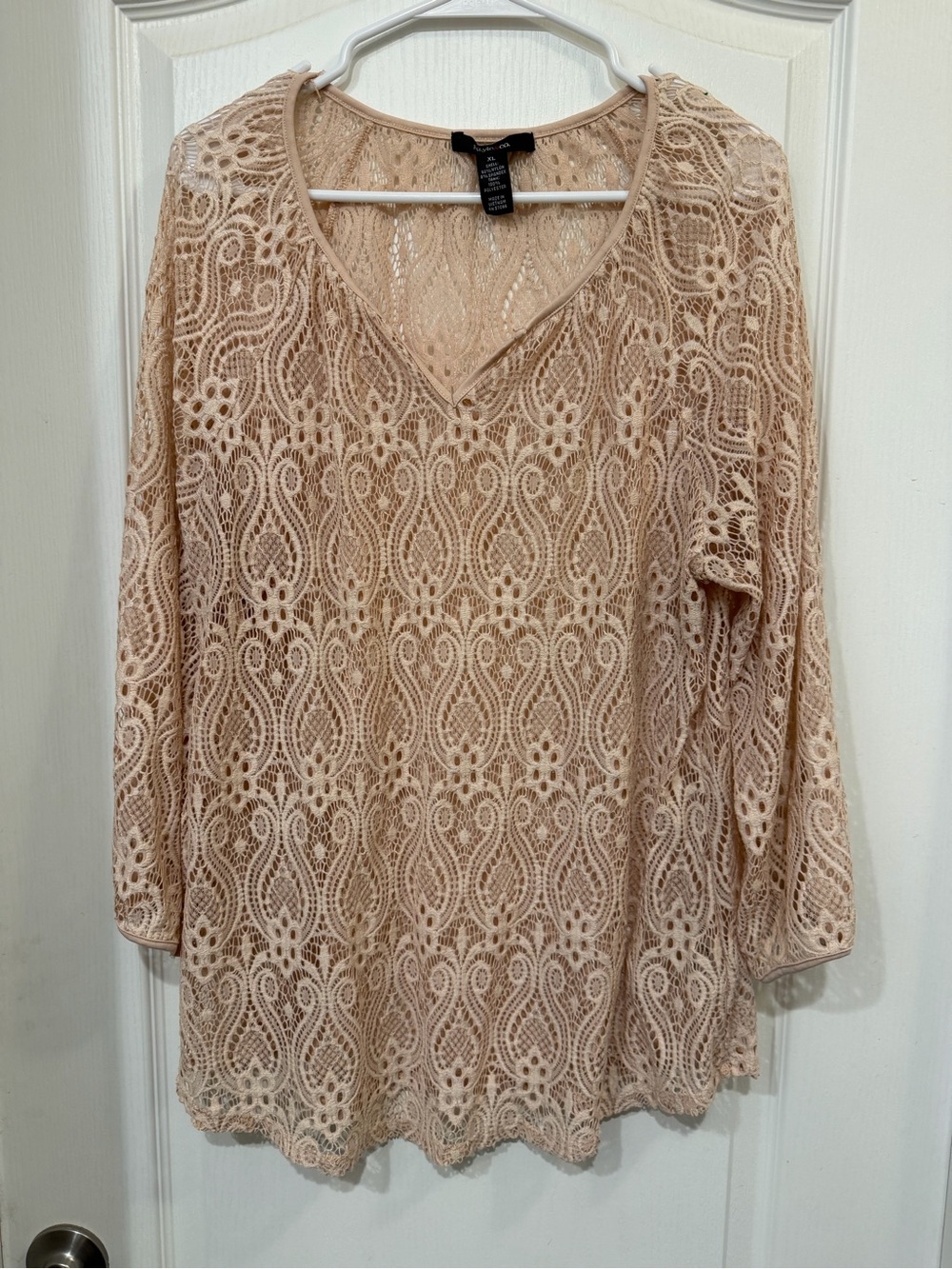 Style & Co. Blush Lace V-Neck Tunic Top